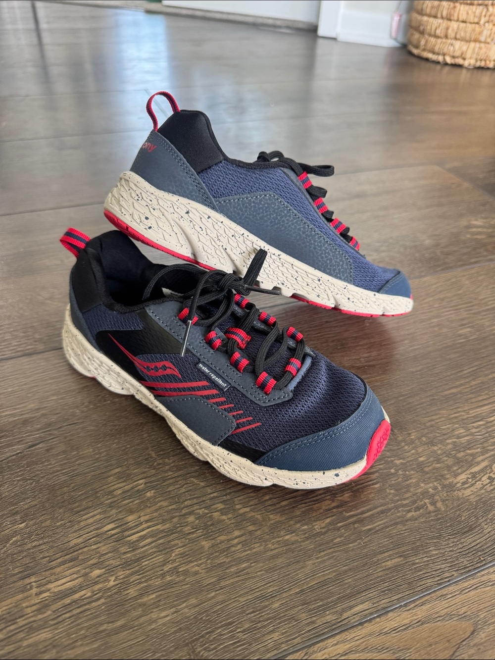 Saucony Navy and Red Kids Sneakers